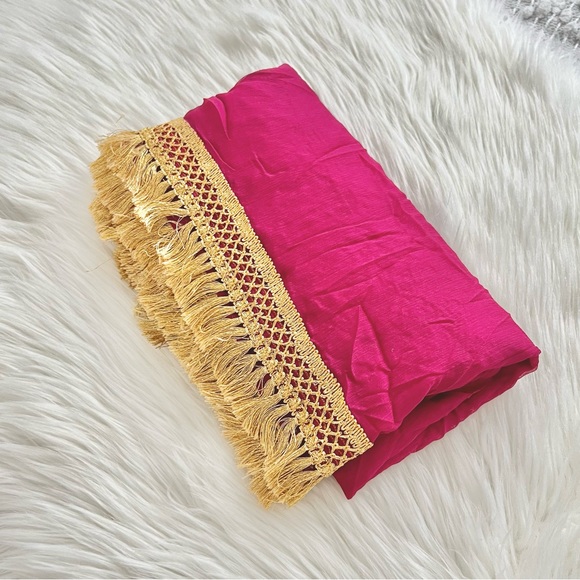 Vintage pink pure silk chiffon Indian scarf - Picture 5 of 7